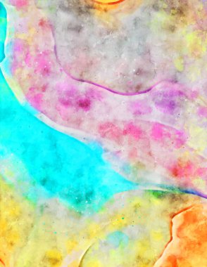 Kova desenli illüstrasyon. Çağdaş ve modern doku. Soyut renk boyama arka planı. Yaratıcı ve sanatsal duvar kağıdı. Fırçalanmış şekilleri ve lekeleri olan sanatsal duvar..