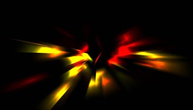 Parlayan ışıkları hareket ettirmenin havalı arka planı. Tasarımınız için canlı renkli bir portal şablonu. Işık ışınları ve hareket halindeki ışıldayan parçacıklar bir solucan deliği şekli oluşturuyor..