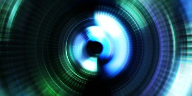 Parlayan neon ışıkları. Parlak sunum tasarım şablonu. Fotoğraf makinesi konsepti. Soyut arkaplan. Dönen ışık ışınları. Hareketli kavramsal duvar kağıdı. Grafik dijital illüstrasyon. 