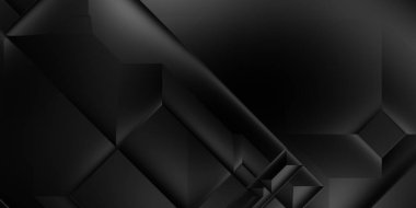 Siyah üç boyutlu geometrik arkaplan. Moda lüks minimalist tasarım. Geometrik şablon. Karanlık elementleri olan birinci sınıf soyut duvar kâğıdı. Poster, broşür, sunum, web sitesi için özel tasarım.