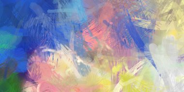 Soyut arkaplanda pürüzlü fırça darbeleri. Fırça boyası. Renkli boya darbeleri. Eşsiz duvar sanatı. Tuvaldeki modern sanat. Renkli çağdaş sanat eserleri.