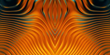 Renkli dalgalı yansıtıcı duvar kağıdının üç boyutlu çizimi. Duvar kağıdı, afiş, arkaplan, kart, kitap kapağı veya web sitesi için grafiksel illüstrasyon. Soyut parlak arkaplan.