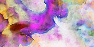 Kova desenli illüstrasyon. Çağdaş ve modern doku. Soyut renk boyama arka planı. Yaratıcı ve sanatsal duvar kağıdı. Fırçalanmış şekilleri ve lekeleri olan sanatsal duvar..