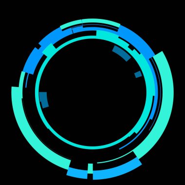 Fütürist dairesel gövde arayüzü elementi. Soyut çember geometrik arkaplan. Dijital teknolojinin grafiksel çizimi.