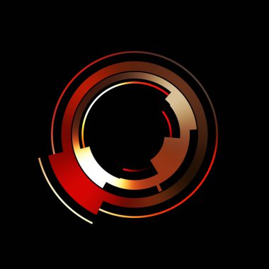 Gelecekçi hud arayüzü elementi. Soyut geometrik arkaplan. Dijital teknolojinin grafiksel çizimi siyah arkaplanda izole edildi..