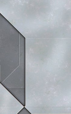 Katmanlı paneller. Fütürist soyut duvar kağıdı. Geometrik teknolojik yansıtıcı arka plan 3D metalik doku. Uzay gemisi desen yüzeyi.