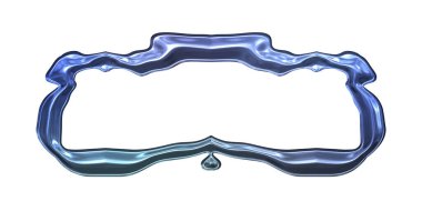 Üç boyutlu metalik illüstrasyon. Beyaz arka planda izole edilmiş fantezi çerçevesi. Davetiyeler, posterler, menü, hatıra defteri ve sunum için mükemmel. Metnin için şablon.