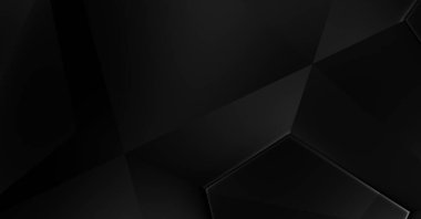 Lüks minimalist tasarım. Fütürist şablon. Karanlık elementleri olan birinci sınıf soyut duvar kâğıdı. Zarif bir zemin. Siyah üç boyutlu geometrik arkaplan. Poster, broşür, sunum için tasarım.