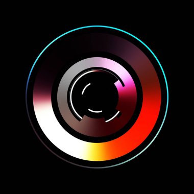 Gelecekçi hud arayüzü elementi. Soyut geometrik arkaplan. Dijital teknolojinin grafiksel çizimi siyah arkaplanda izole edildi..