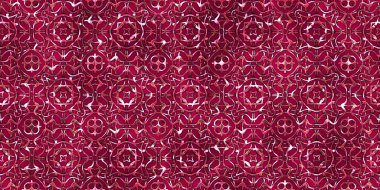 Renkli kumaş arka planında moda tarzında gümüş örgü süsü olan lüks, kusursuz bir şablon. Duvar kağıtları ve tekstil baskısı için tasarım. Lüks, ışıl ışıl metalimsi fantezi dokusu.