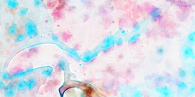 Kova desenli illüstrasyon. Çağdaş ve modern doku. Soyut renk boyama arka planı. Yaratıcı ve sanatsal duvar kağıdı. Fırçalanmış şekilleri ve lekeleri olan sanatsal duvar..