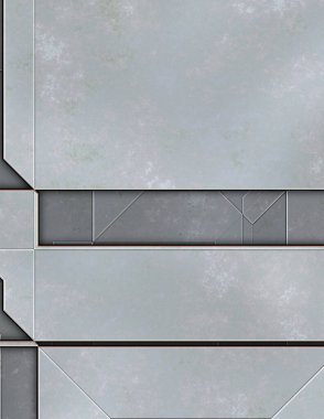 Katmanlı paneller. Fütürist soyut duvar kağıdı. Geometrik teknolojik yansıtıcı arka plan 3D metalik doku. Uzay gemisi desen yüzeyi.