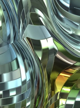 Metalik panel dokusunun 3 boyutlu çizimi. Renkli, parlak, soyut duvar kağıdı. Geometrik teknolojik parlak yansıtıcı arka plan. Yaratıcı parlak kavramsal arkaplan.