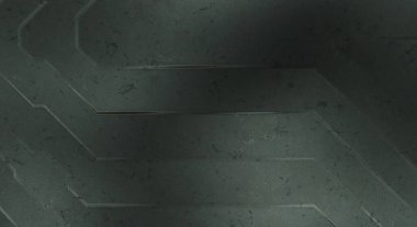 Çukur SciFi panelleri duvar. Üç boyutlu illüstrasyon. Gelecekçi kavramsal tasarım arka planı. Uzay gemisi desenli duvar kağıdı. Fırçalanmış teknoloji desen yüzeyi. 