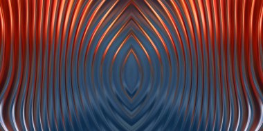 Renkli dalgalı yansıtıcı duvar kağıdının üç boyutlu çizimi. Duvar kağıdı, afiş, arkaplan, kart, kitap kapağı veya web sitesi için grafiksel illüstrasyon. Soyut parlak arkaplan.