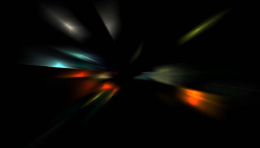 Parlayan ışıkları hareket ettirmenin havalı arka planı. Tasarımınız için canlı renkli bir portal şablonu. Işık ışınları ve hareket halindeki ışıldayan parçacıklar bir solucan deliği şekli oluşturuyor..