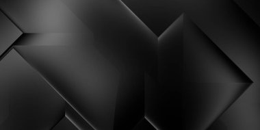Siyah üç boyutlu geometrik arkaplan. Moda lüks minimalist tasarım. Geometrik şablon. Karanlık elementleri olan birinci sınıf soyut duvar kâğıdı. Poster, broşür, sunum, web sitesi için özel tasarım.