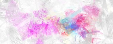 Soyut arkaplanda pürüzlü fırça darbeleri. Fırça boyası. Renkli boya darbeleri. Eşsiz duvar sanatı. Tuvaldeki modern sanat. Renkli çağdaş sanat eserleri.