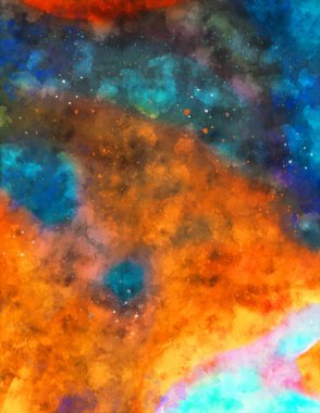 Kova desenli illüstrasyon. Çağdaş ve modern doku. Soyut renk boyama arka planı. Yaratıcı ve sanatsal duvar kağıdı. Fırçalanmış şekilleri ve lekeleri olan sanatsal duvar..