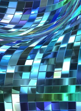 Metalik panel dokusunun 3 boyutlu çizimi. Renkli, parlak, soyut duvar kağıdı. Geometrik teknolojik parlak yansıtıcı arka plan. Yaratıcı parlak kavramsal arkaplan.