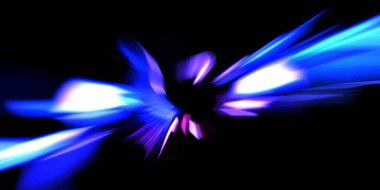 Güzel canlı renklerle enerji patlaması. Siyah arkaplanda izole edilmiş dinamik ışık ışınları. Parlayan renkli ışık parçacıklarının grafiksel 2D çizimi. Parlak tasarım şablonu.