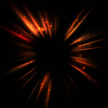 Işık huzmeleri ve parlayan parçacıkların kesiştiği güzel bir zemin. Canlı renkli ışıkların duvar kâğıdı. Parlak ışık görüntüsü.