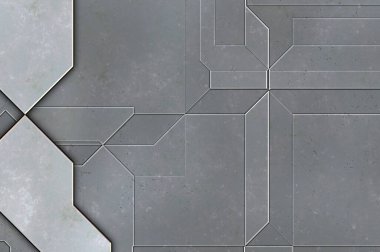 Katmanlı paneller. Fütürist soyut duvar kağıdı. Geometrik teknolojik yansıtıcı arka plan 3D metalik doku. Uzay gemisi desen yüzeyi.