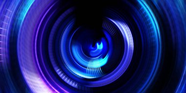 Fotoğraf makinesi konsepti. Soyut arkaplan. Dönen ışık ışınları. Hareketli kavramsal duvar kağıdı. Grafik dijital illüstrasyon. Parlayan neon ışıkları. Parlak sunum tasarım şablonu.