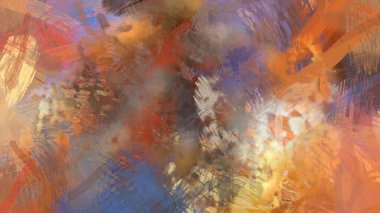 Soyut arkaplanda pürüzlü fırça darbeleri. Fırça boyası. Renkli boya darbeleri. Eşsiz duvar sanatı. Tuvaldeki modern sanat. Renkli çağdaş sanat eserleri.