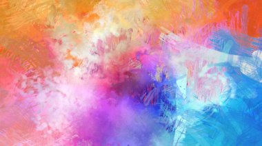 Soyut arkaplanda pürüzlü fırça darbeleri. Fırça boyası. Renkli boya darbeleri. Eşsiz duvar sanatı. Tuvaldeki modern sanat. Renkli çağdaş sanat eserleri.