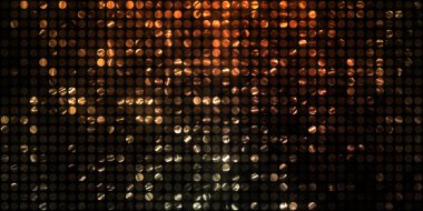 Parlayan ışıklar siyah arka planda parti izleri. Sahne veya stadyum ışıklarının dijital illüstrasyonu. Parlak desenli duvar kağıdı. Sahne ışıkları ile renkli ışıkların ihtişamlı arkaplanı.