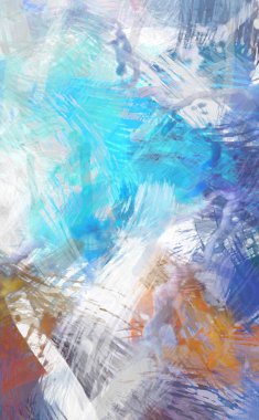 Soyut arkaplanda pürüzlü fırça darbeleri. Fırça boyası. Renkli boya darbeleri. Eşsiz duvar sanatı. Tuvaldeki modern sanat. Renkli çağdaş sanat eserleri.