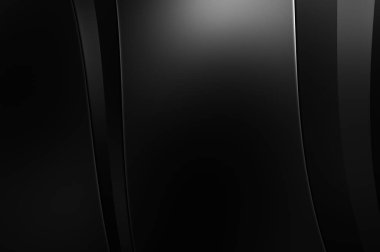 Siyah kıvrımlı yüzey. 3 boyutlu illüstrasyon. Soyut fütüristik geçmiş. Minimalist geometrik kapak tasarımı. Çarpık siyah çizgiler. Lüks dokuma duvar kağıdı. Zarif arkaplan.