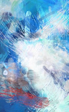 Soyut arkaplanda pürüzlü fırça darbeleri. Fırça boyası. Renkli boya darbeleri. Eşsiz duvar sanatı. Tuvaldeki modern sanat. Renkli çağdaş sanat eserleri.