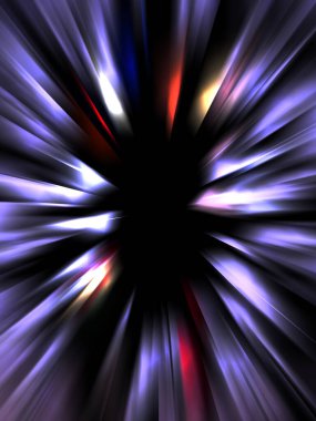 Siyah arkaplanda izole edilmiş dinamik ışık ışınları. Parlayan renkli ışık parçacıklarının grafiksel 2d çizimi.