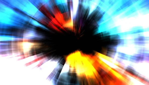 Spektakuläre Lichtshow Farbenfrohe Und Lebendige Teilchenexplosion Mit Leuchtenden Lichtstrahlen Bunter — Stockfoto