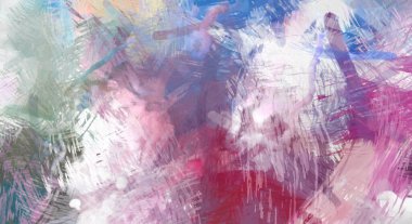 Soyut arkaplanda pürüzlü fırça darbeleri. Fırça boyası. Renkli boya darbeleri. Eşsiz duvar sanatı. Tuvaldeki modern sanat. Renkli çağdaş sanat eserleri.