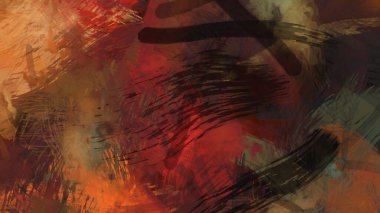 Soyut arkaplanda pürüzlü fırça darbeleri. Fırça boyası. Renkli boya darbeleri. Eşsiz duvar sanatı. Tuvaldeki modern sanat. Renkli çağdaş sanat eserleri.