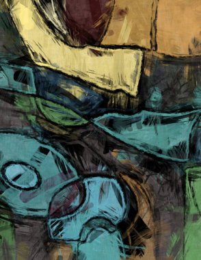 Tuval üzerinde etkileyici fırçalanmış resim. Kaotik resim. Taranmış Boyalı Soyut Arkaplan. Fırça darbesi ile boyanmış. Kaos duvarı sanatı. Sanatsal canlılık ve renkli duvar kağıdı.