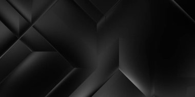 Siyah üç boyutlu geometrik arkaplan. Moda lüks minimalist tasarım. Geometrik şablon. Karanlık elementleri olan birinci sınıf soyut duvar kâğıdı. Poster, broşür, sunum, web sitesi için özel tasarım.