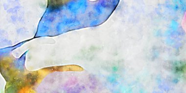 Kova desenli illüstrasyon. Çağdaş ve modern doku. Soyut renk boyama arka planı. Yaratıcı ve sanatsal duvar kağıdı. Fırçalanmış şekilleri ve lekeleri olan sanatsal duvar..