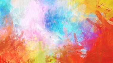 Soyut arkaplanda pürüzlü fırça darbeleri. Fırça boyası. Renkli boya darbeleri. Eşsiz duvar sanatı. Tuvaldeki modern sanat. Renkli çağdaş sanat eserleri.