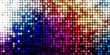 Parlayan ışıklar siyah arka planda parti izleri. Sahne veya stadyum ışıklarının dijital illüstrasyonu. Parlak desenli duvar kağıdı. Sahne ışıkları ile renkli ışıkların ihtişamlı arkaplanı.