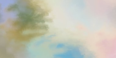 Modern fırça darbeleri. Poster, duvar sanatı, afiş, kart, kitap kapağı veya ambalaj için rahatlatıcı kompozisyonun yumuşak renkli çizimi. Pastel renklerle suluboya. 