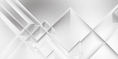 Beyaz 3d geometrik arka plan. Karanlık elementleri olan birinci sınıf soyut duvar kâğıdı. Poster, broşür, sunum ve web sitesi için özel tasarım. Moda lüks minimalist tasarım. Geometrik şablon. 