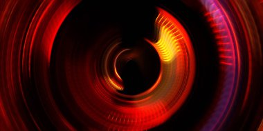 Fotoğraf makinesi konsepti. Soyut arkaplan. Dönen ışık ışınları. Hareketli kavramsal duvar kağıdı. Grafik dijital illüstrasyon. Parlayan neon ışıkları. Parlak sunum tasarım şablonu.