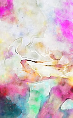 Kova desenli illüstrasyon. Çağdaş ve modern doku. Soyut renk boyama arka planı. Yaratıcı ve sanatsal duvar kağıdı. Fırçalanmış şekilleri ve lekeleri olan sanatsal duvar..