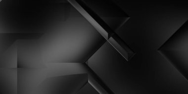 Siyah üç boyutlu geometrik arkaplan. Moda lüks minimalist tasarım. Geometrik şablon. Karanlık elementleri olan birinci sınıf soyut duvar kâğıdı. Poster, broşür, sunum, web sitesi için özel tasarım.