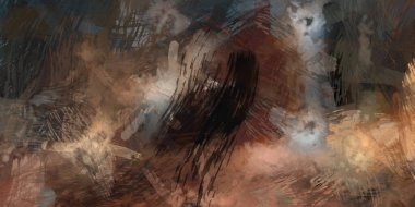 Soyut arkaplanda pürüzlü fırça darbeleri. Fırça boyası. Renkli boya darbeleri. Eşsiz duvar sanatı. Tuvaldeki modern sanat. Renkli çağdaş sanat eserleri.