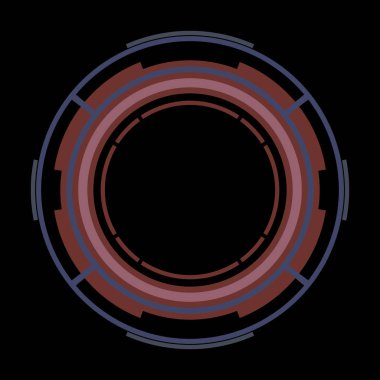 Fütürist dairesel gövde arayüzü elementi. Soyut çember geometrik arkaplan. Dijital teknolojinin grafiksel çizimi.